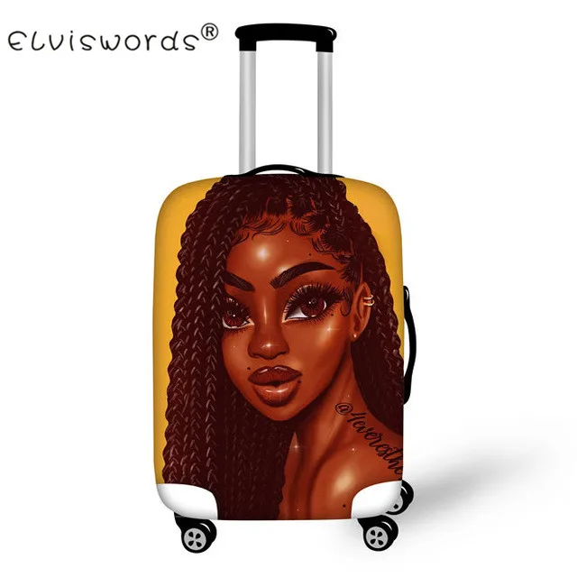 ELVISWORDS Black Girl Magic Afro Lady дорожный защитный чехол на чемодан для 18-30 дюймов аксессуары для путешествий Чехол - Цвет: YQ3712