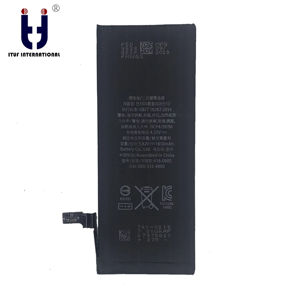 ITUF качество 5A батарея для iPhone 6 6G высокая емкость 1810 мАч 100% новый сотовый 0 цикл