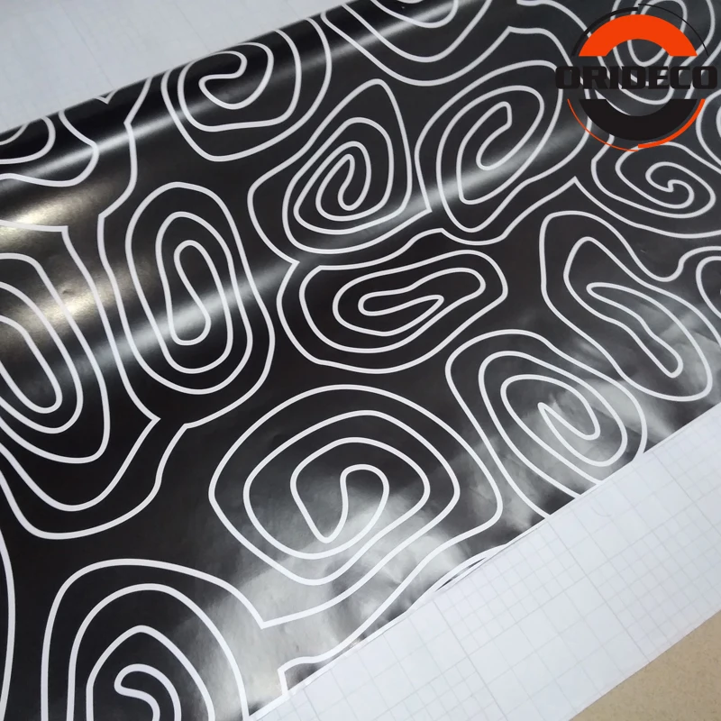 Новинка черно-белая камуфляжная виниловая пленка с кольцами на годовой стадии