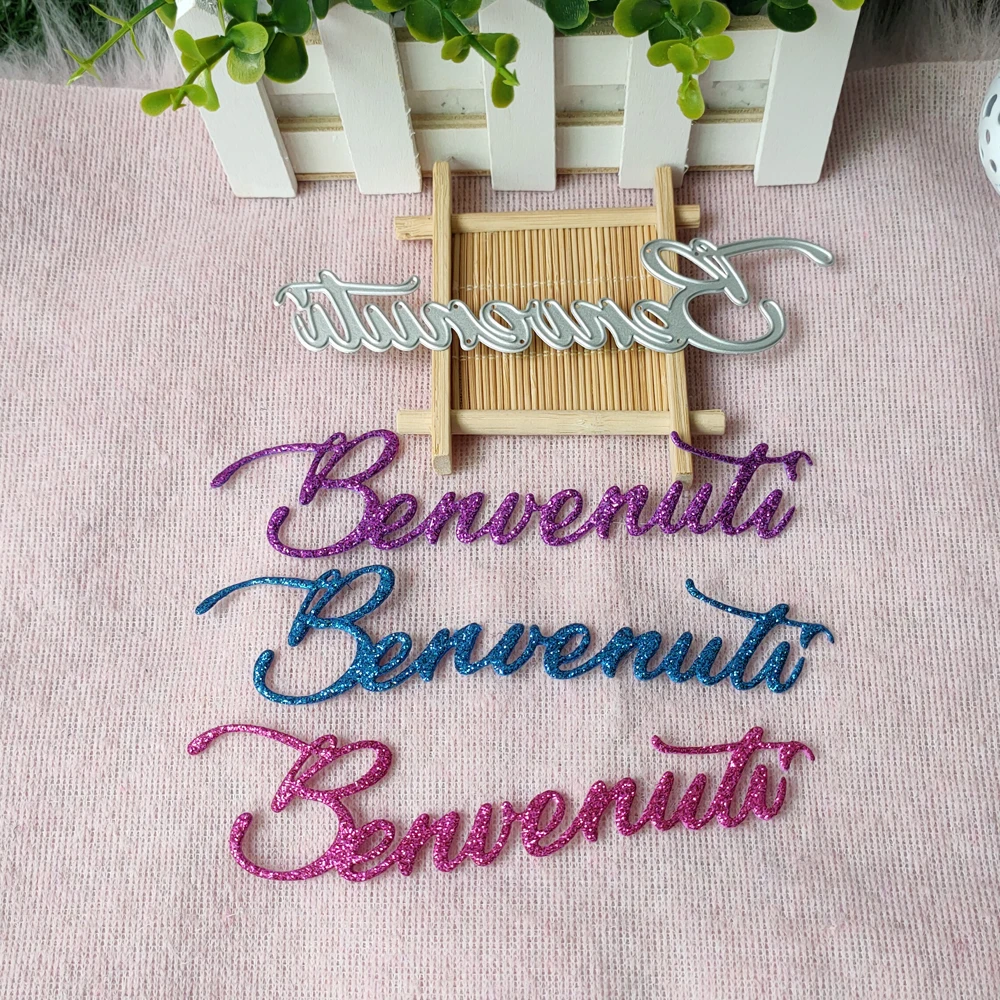 Итальянский язык Добро пожаловать в слова шаблон для высечки DIY Скрапбукинг