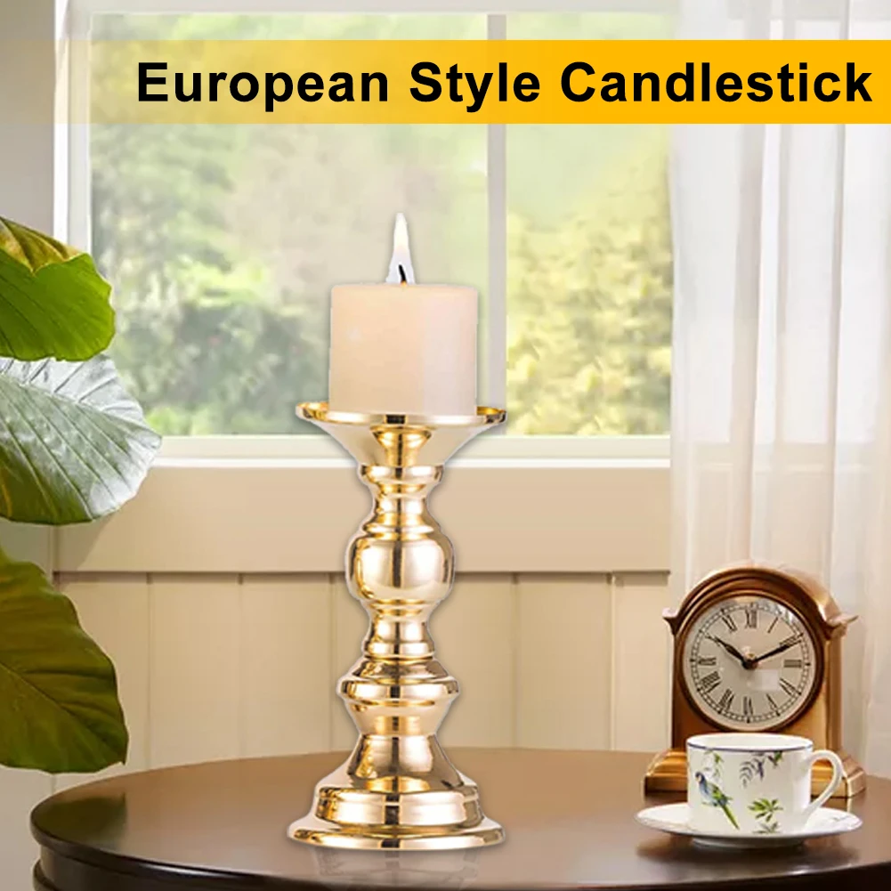 

1Pair Pillar Candle Holder 15cm Candlestick Holder Chrome Plated Metal Wedding Decoration Romantic Taper Candle Holder Stand