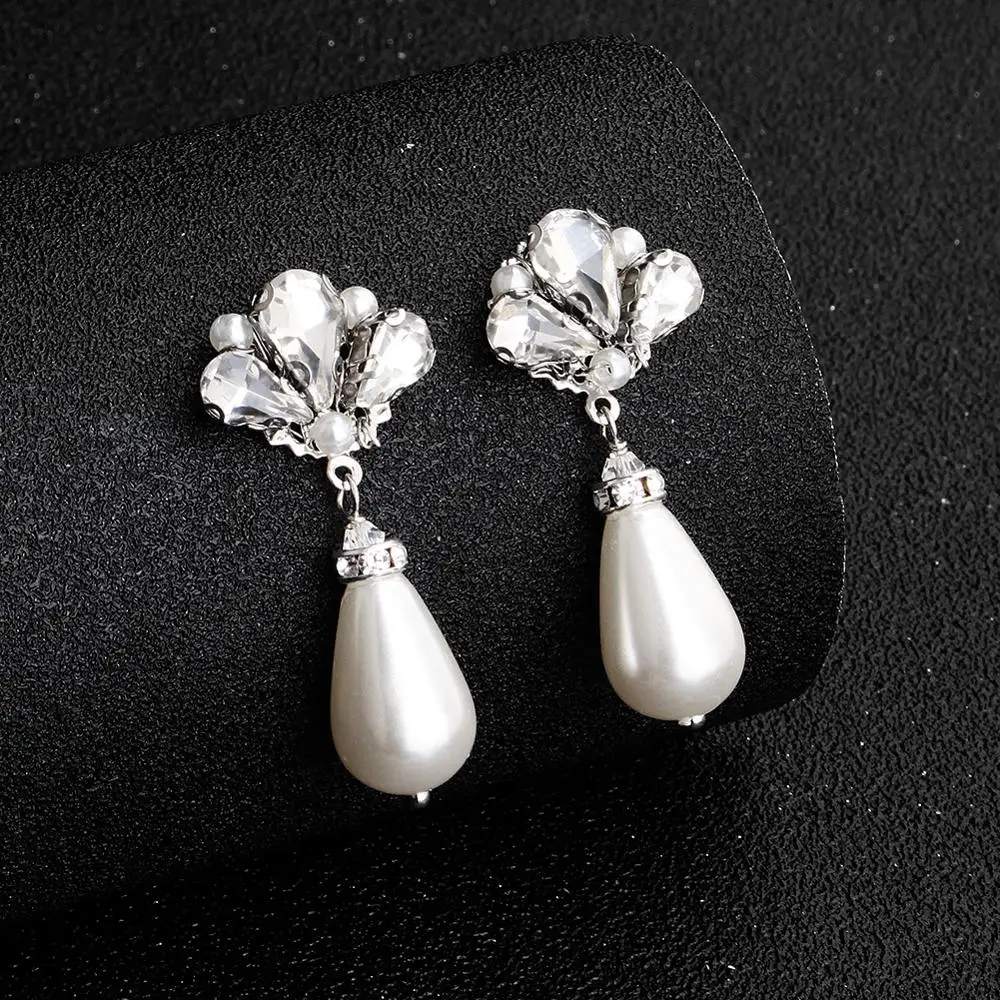 Женские серьги подвески с искусственным жемчугом Стразы ручной работы свадебные