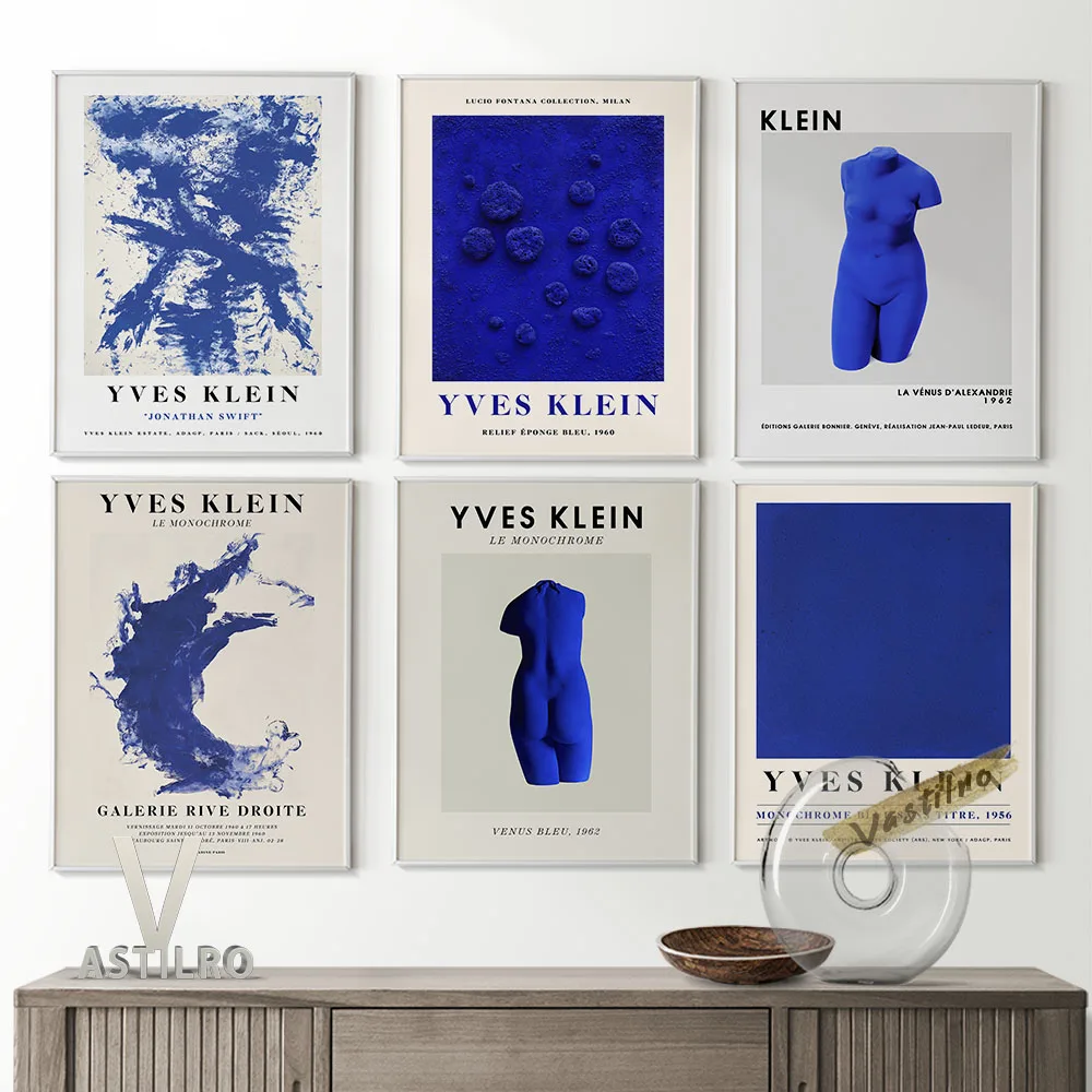 

Yves Klein Neorealism Exhibition Museum Poster Pop Art Abstract Canvas Wall Picture Minimalism Monochrome Painting Gallery Decor