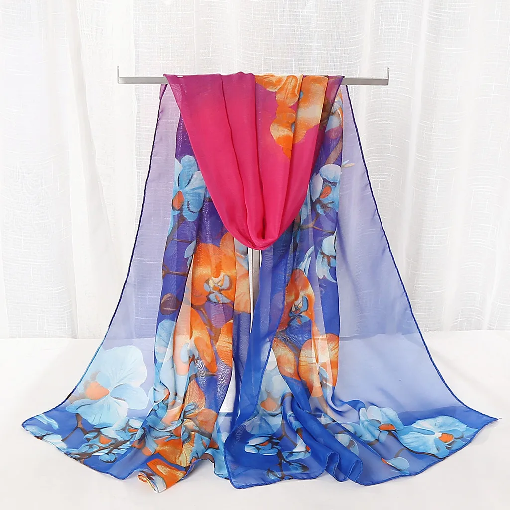 Шелковый шарф с цветочным принтом в стиле ретро на шею винтажный Модный женский