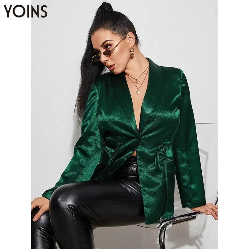 

YOINS Women Blazers Fashion Lapel Cardigan Autumn Winter Long Sleeve Solid Color Basic Blazer Femme Elegant Office Work Suits