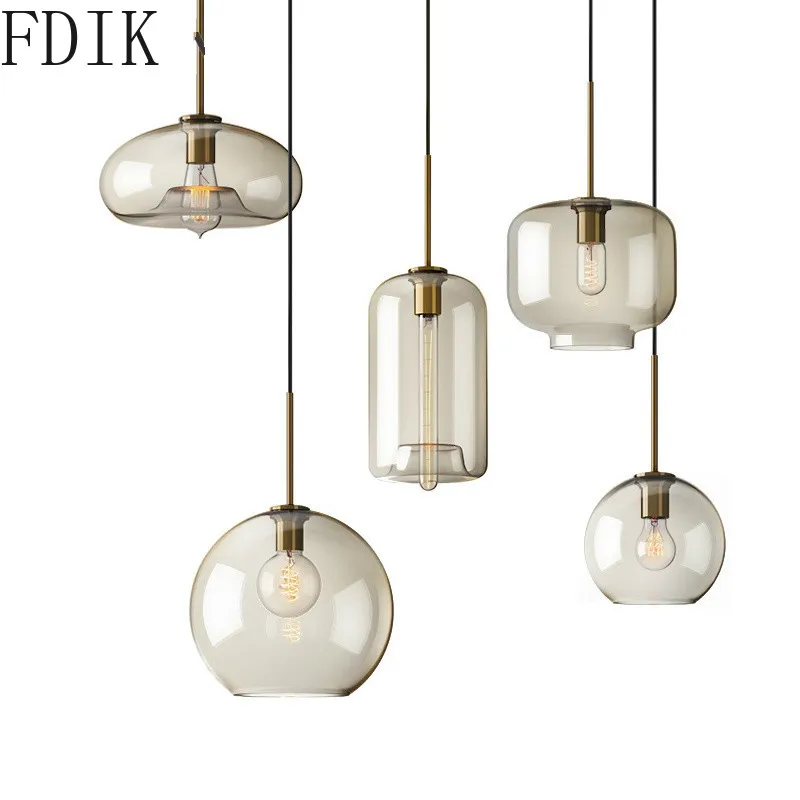 Современные Простые подвесные светильники стеклянные для спальни гостиной