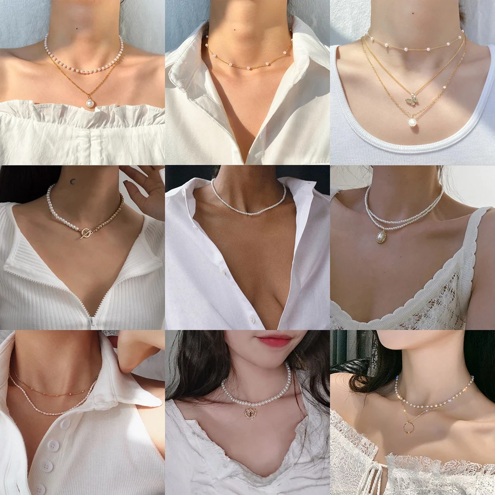 Женское ожерелье с жемчугом и бусинами