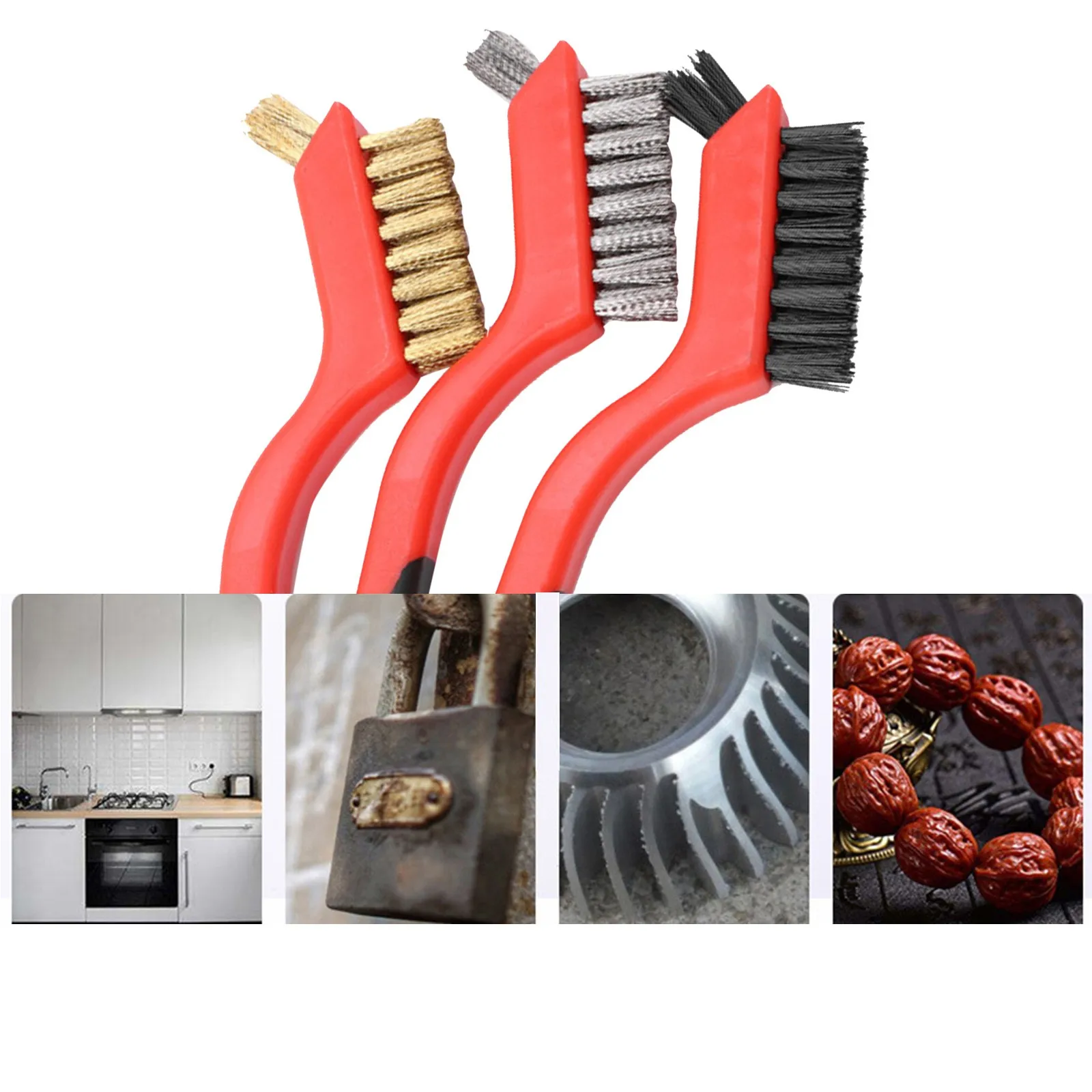 

7-inch Wire Brush Set With Curved Handle For Deep Cleaning Of Dirt