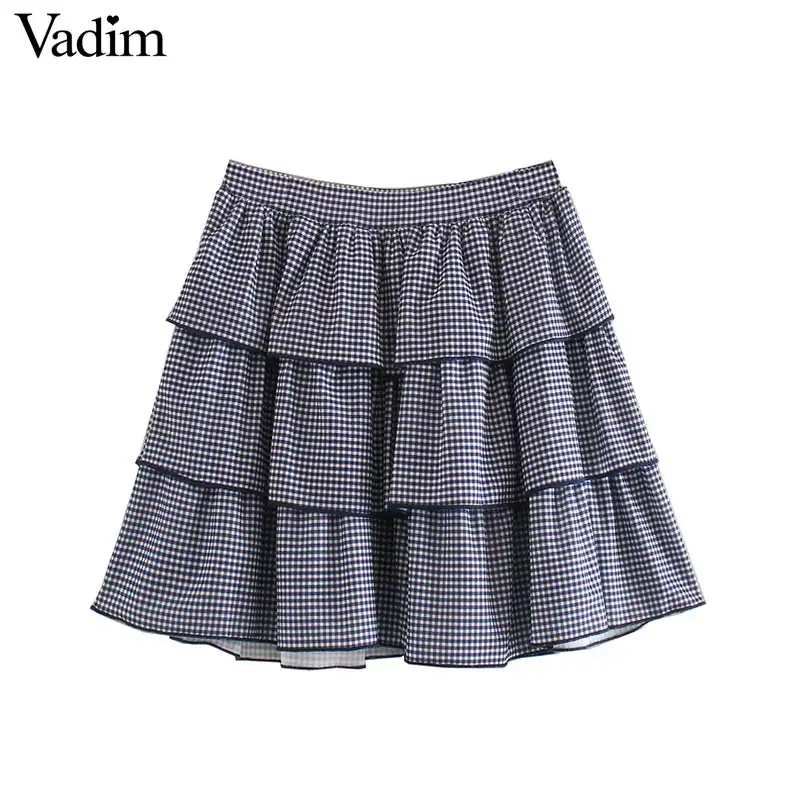 Vadim милый женский плиссированная мини-юбка в клетку многослойная эластичная