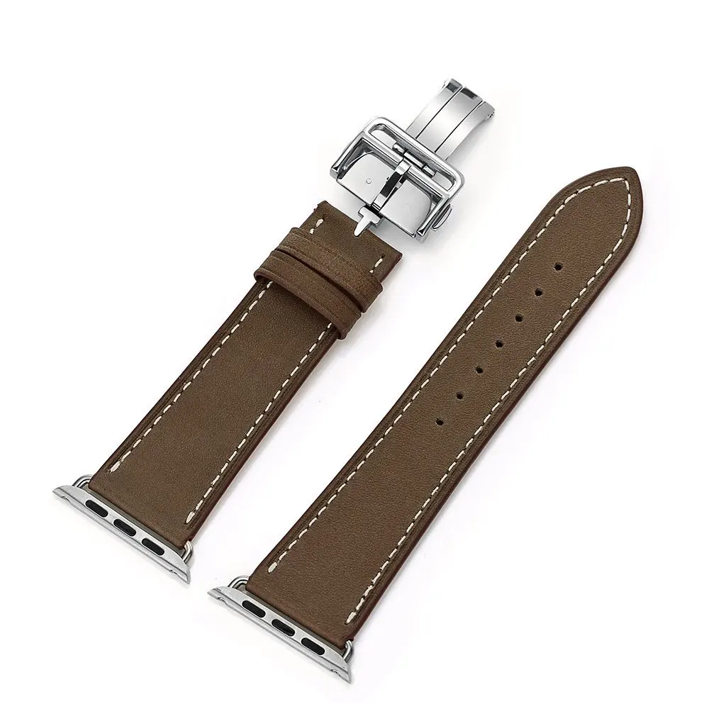 Ремешок из натуральной кожи для Apple Watch 44 мм Double Tour 42 мм 40 мм для iwatch Series 5 4 3 2 кожаный ремешок 38 мм женский браслет