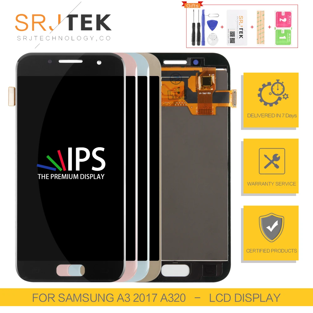 TFT Srjtek A320F lcd для samsung A3 lcd A3 дисплей сенсорный дигитайзер сенсорная рамка для Galaxy A3 A320 экран A320F дисплей