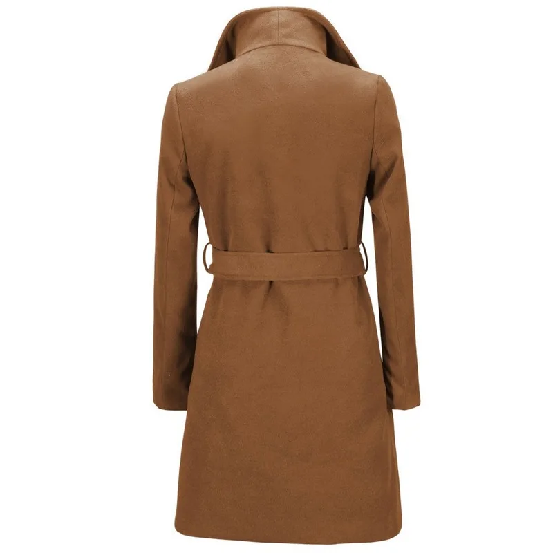 

2020 Autumn and Winter New Solid Color Women's Woolen Coat Slim Long Lapel Woolen Coat Winter Fur Coat