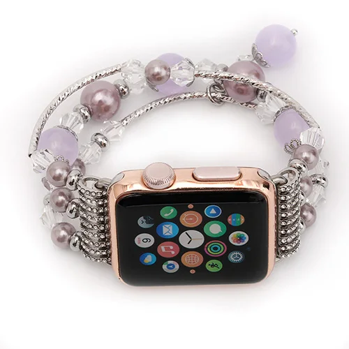 purple Ремешок для часов Apple watch 5 4 band 44 мм 40 мм женские Ремешки для наручных часов ручной работы для iwatch 3 2 1 band 42 мм 38 мм аксессуары - Цвет ремешка: purple