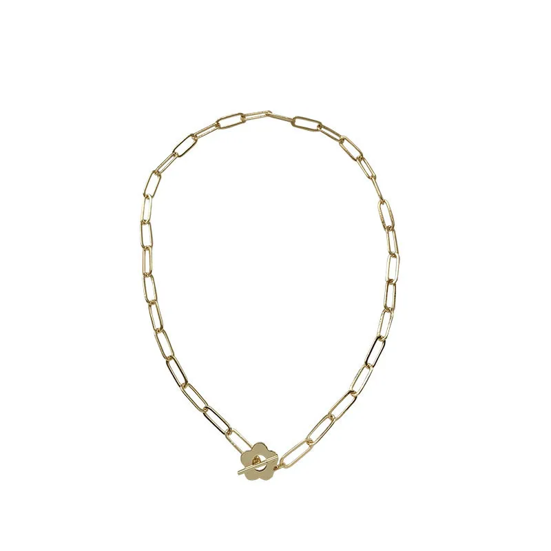 Панк Простой сплошной цвет полый цветок сливы лепесток кулон ожерелье для женщин