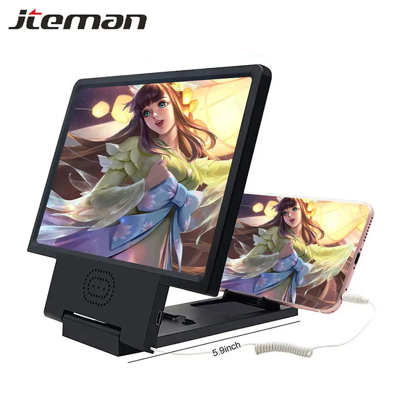 

3D Mobile Phone Screen Magnifier HD Amplifying Speaker Stand Movie Video Foldable Desktop 8.5 inch Bracket Folding Phone Holder