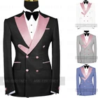 Модный черный свадебный костюм для жениха 2021, приталенный костюм, модный мужской блейзер для выпусквечерние вечера, костюм певицы, куртка для выступления на выпускной, с брюками