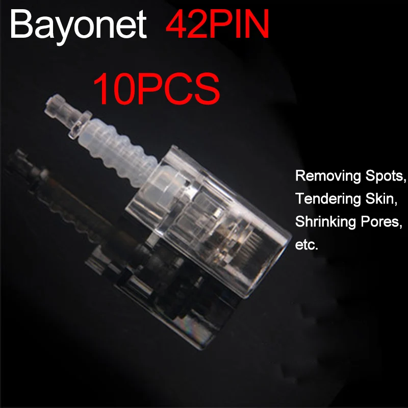 10pcs 42PIN need Авто микроиглы ручка байонет микроиглы прокатки машина для электрической микро иглы ролик татуировки штамп терапия нано советы - Цвет: 10pcs 42PIN need