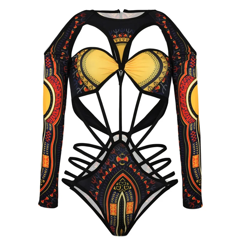 Сексуальный купальник с принтом в африканском стиле Женский цельный бразильский