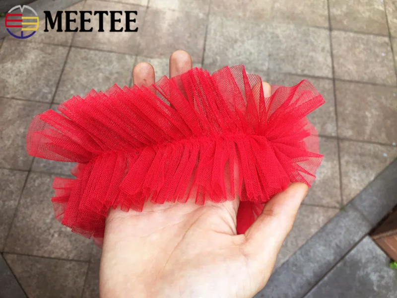 Meetee 3 ярда 9/13 см плиссированная сетчатая кружевная отделка Лента с пузырьковой