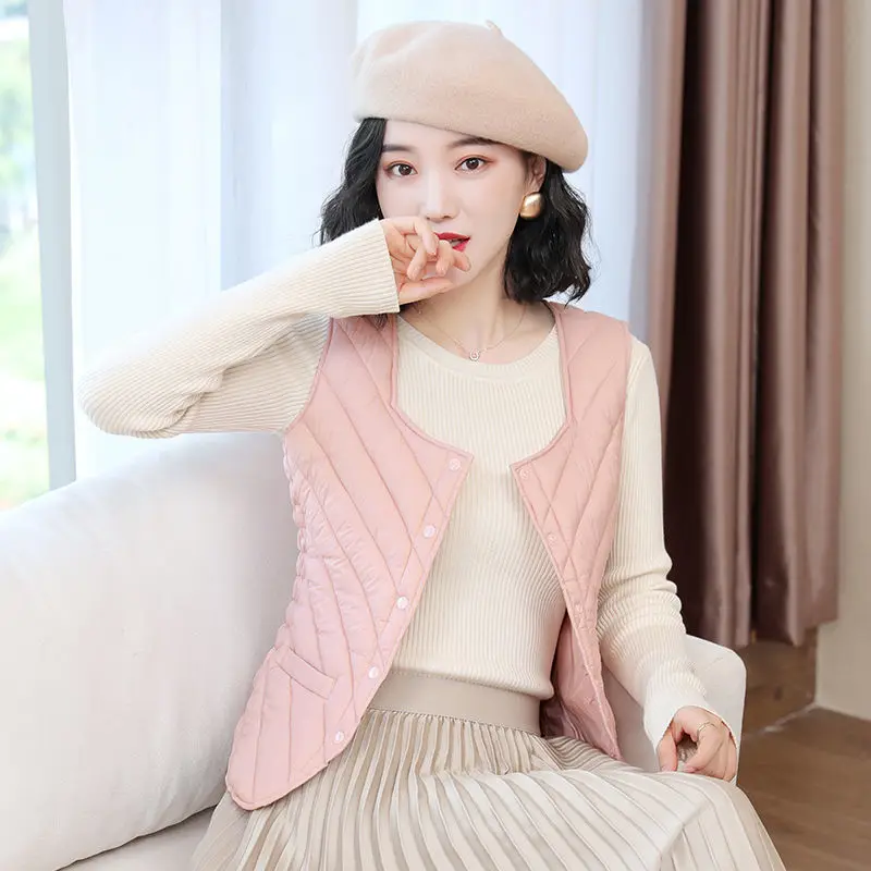 

Women Sleeveless Vest Winter Warm Plus Size 5XL Down Cotton Padded Jacket Villus Female Veats Slim Fit Sleeveless Waistcoat Y117