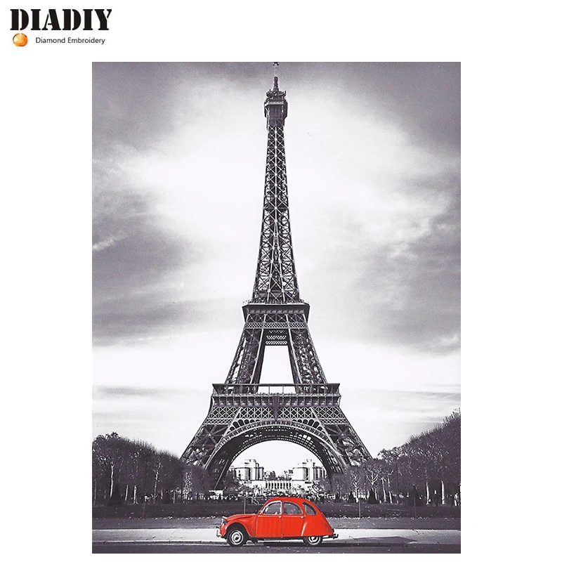 DIADIY 5D DIY Алмазная вышивка башня красный автомобиль картина крестиком полная
