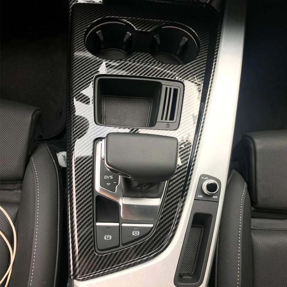 

Для Audi A4 B9 2017 2018 2019 из нержавеющей стали, панели переключения передач, центральная консоль, декор из углеродного волокна, аксессуары для авто...