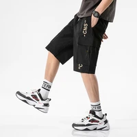 summer new trend mens shorts overalls loose straight 5 point pants korean handsome boys casual sports trousers quick drying
