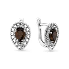 Серьги 2021 тренд из серебра 925 с покрытием из родия, вставка: раухтопаз. Бесплатная доставка с ювелирной фабрики в России