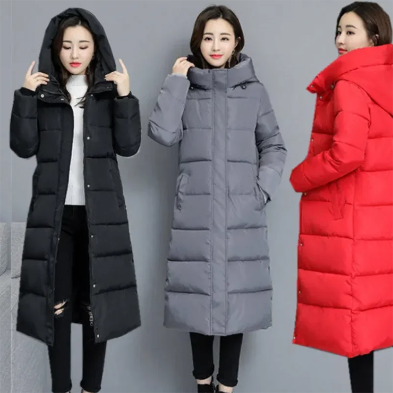 

2021 new autumn and winter clothing down coat women's mid-length slim plus size long over-the-knee coat cotton coat women's jack