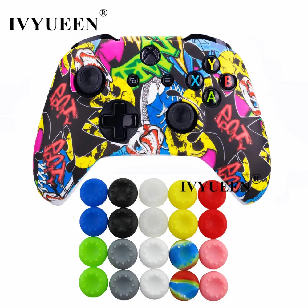 Силиконовый защитный чехол IVYUEEN для геймпада XBox One X S камуфляжный с колпачками