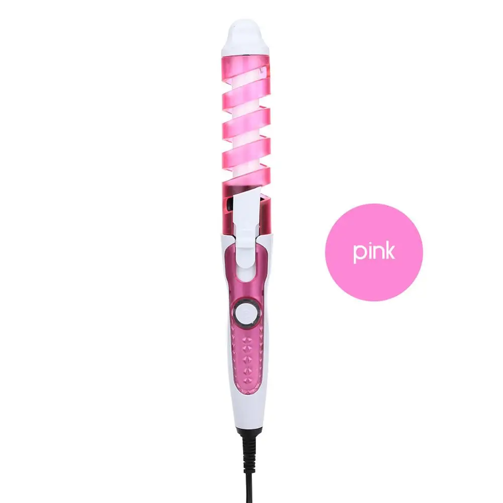 Pink Portable Hair Curler Roller Spiral Curling Iron Salon Electric Hair Curler Beauty Curling Wand Professional Hair Styler Beauty S - Цвет: Pink