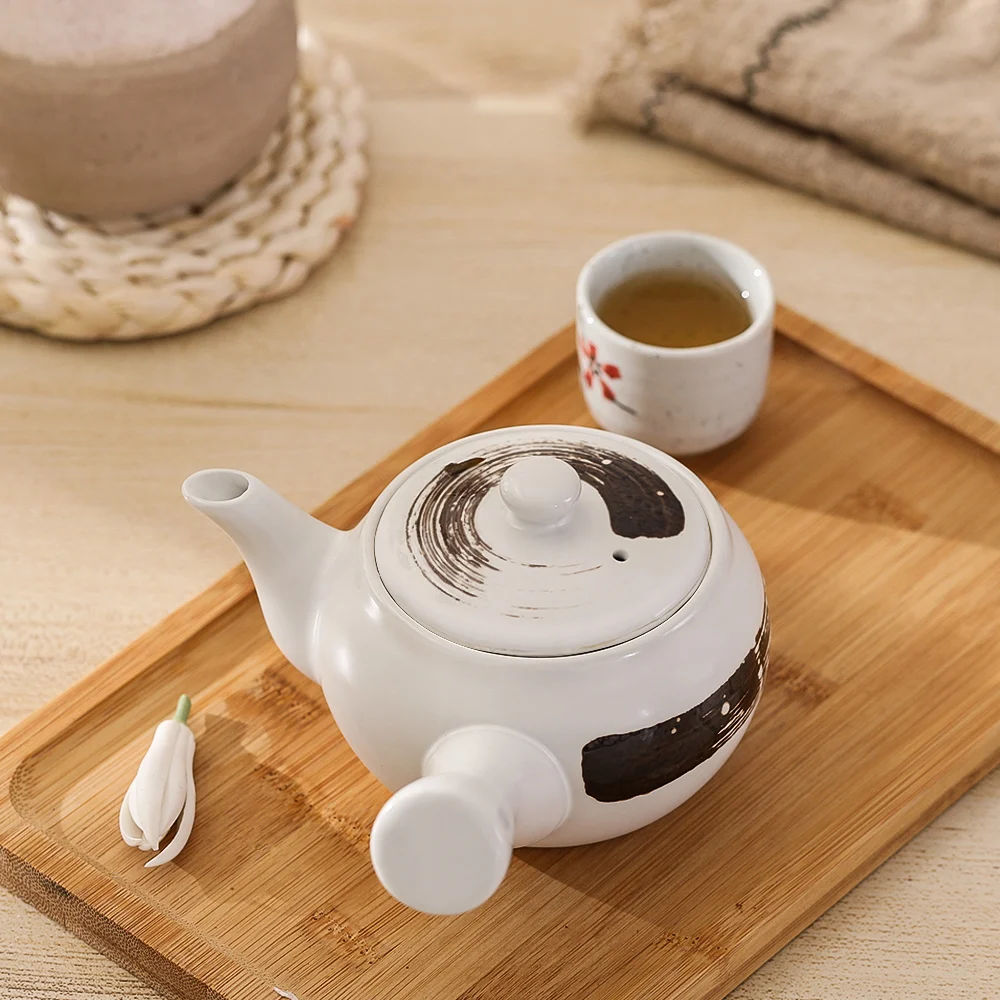

Чайник Kyusu, заварник для рассыпного чая, керамический, японский чайник, с боковой ручкой, 11,8 унции