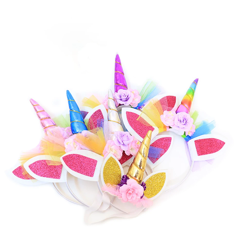 1pcs Unicorn Headdress Party Decorations Festival Happy Birthday Gift for Kids Baby Shower Headband Girl Hair Accessories | Дом и сад