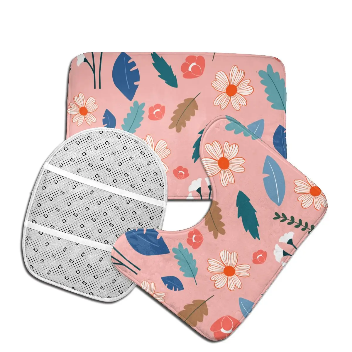 Flowers Bath Mat flowers Modern Polyester 3 Piece Bathroom Set Door Soft Rug | Дом и сад