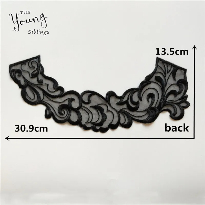 YL1296 New White/Black Embroidery Venise Neckline Lace Collar Costume Dress Fine Applique Motif Dress Fabric DIY Sewing Accessories - Цвет: YL1296