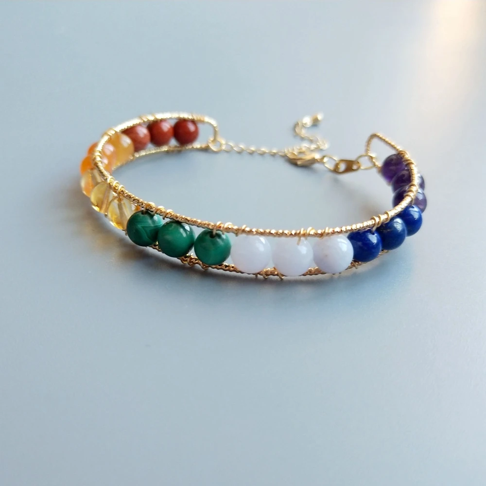 Lii Ji Bracelet Amethyst Lapis Lazuli Citrine Red Jasper Bracelet Handmade Jewelry Bangle  For Women Gift Drop Shipping