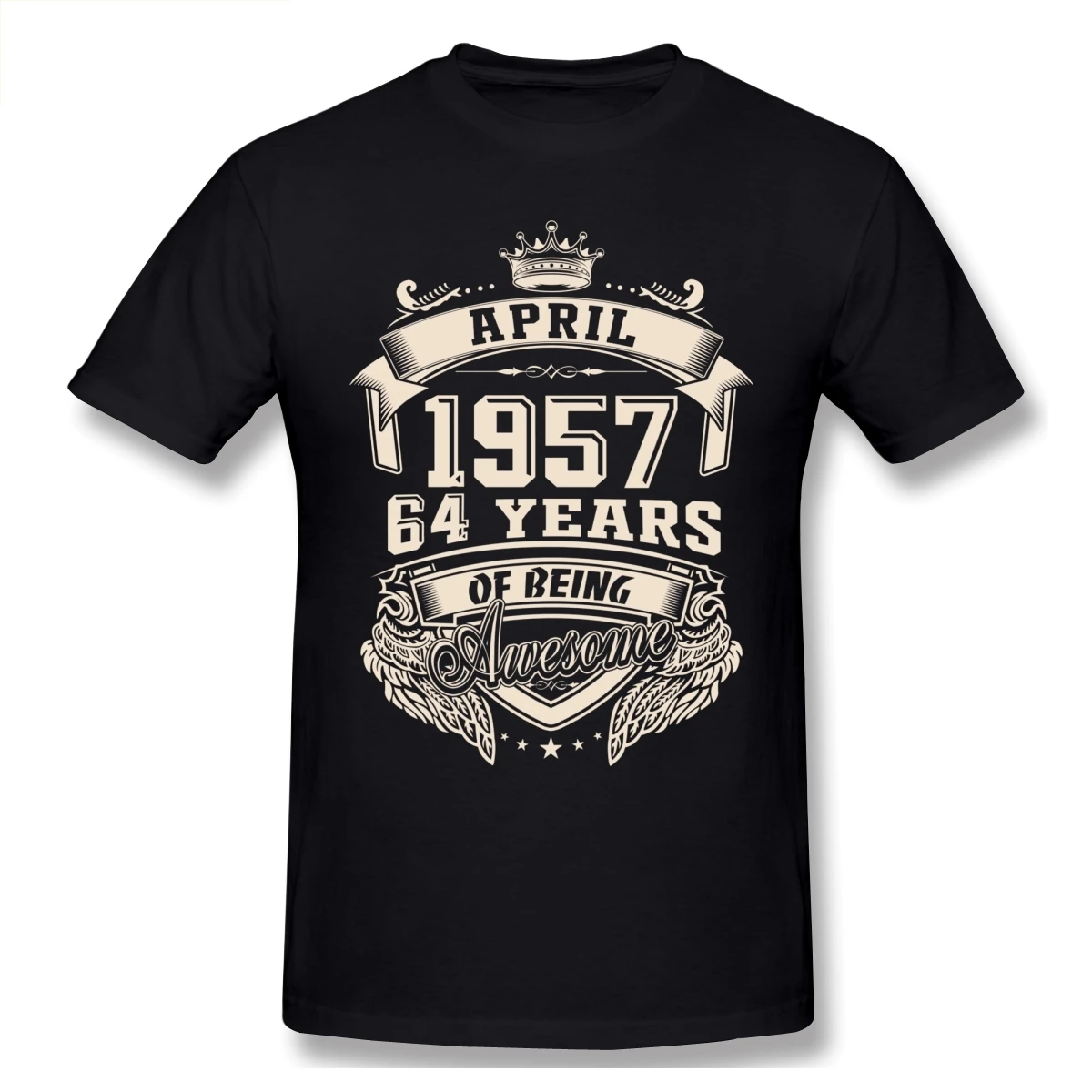 

Custom Logo Born In April 1957 64 Years Of Being Awesome T Shirt Big Size O-neck Cotton Custom Short Sleeve T Shirts For Men