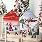 Новогодний Декор 2022, чехлы на стулья с принтом Санты, украшения для стола, рождественские украшения для дома, рождественские украшения
