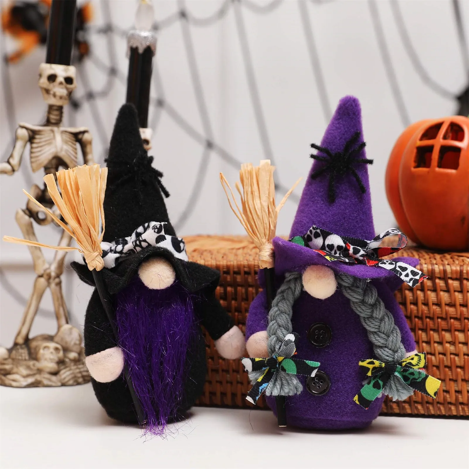 

Faceless Doll Halloween Gnome Bat Plush Handmade Tomte Nisse Swedish Elf Dwarf Home Farmhouse Decor Shelf Tiered Tray Decor #36