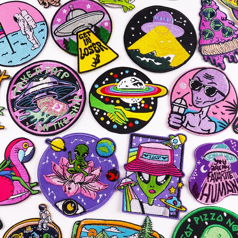 Праджня чужой вышитые нашивки на одежду сделай сам космос НЛО аппликация Одежда