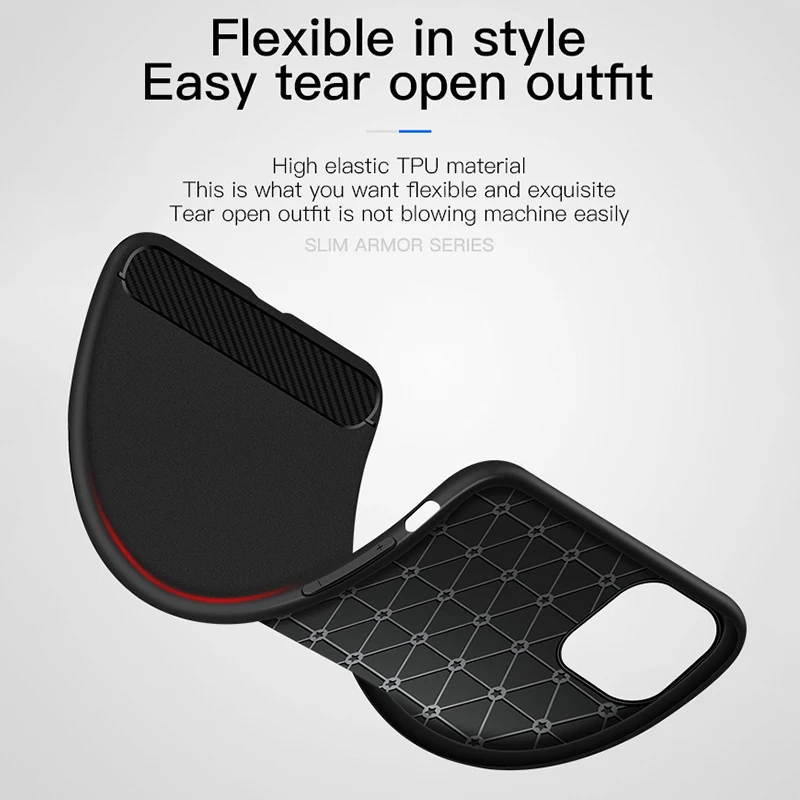 Силиконовый чехол из углеродного волокна для iPhone 11 Pro Max тонкие армированные