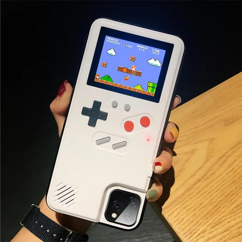 white Полноцветный дисплей GameBoy чехол для телефона для iphone 11 Pro MAX чехол Ретро тетрис игра задняя крышка для iphone XS MAX 6 7 8 plus X XR - Цвет: white