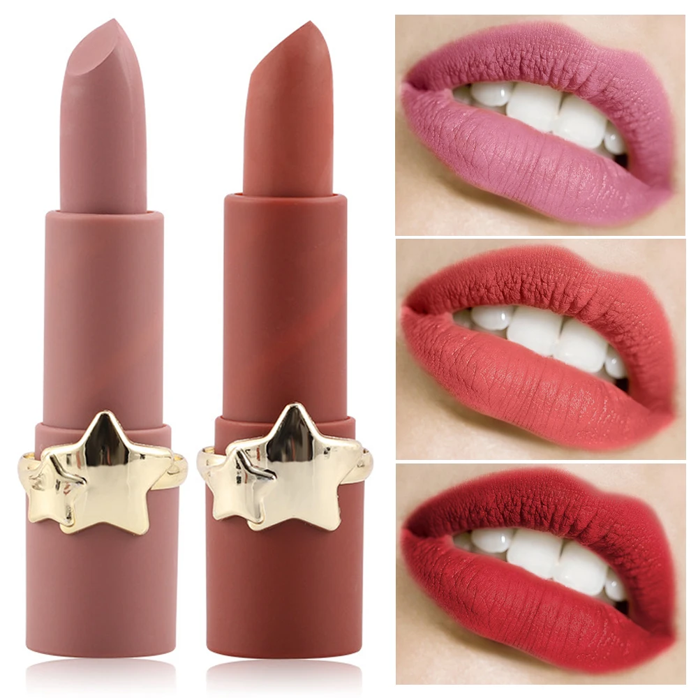 

Star Matte Lipstick Lips Tattoo Makeup Waterproof LongLasting Lip Tint Korean Women Red Velvet Nude Moisturize Lipstick Cosmetic