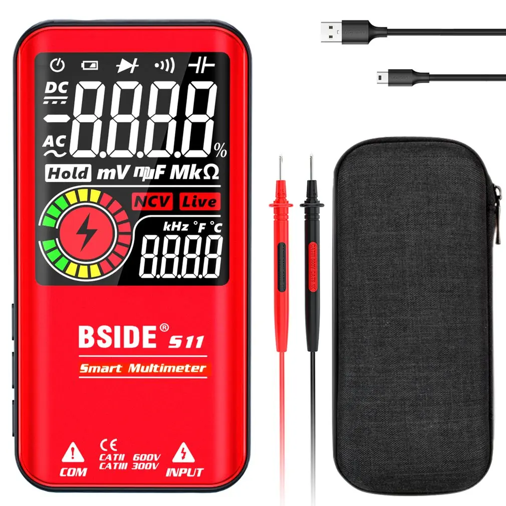 

Digital Multimeter 9999 T-RMS 3.5"LCD Color Display DC AC Voltage Capacitance Ohm Diode multimetro NCV Hz Live wire Tester