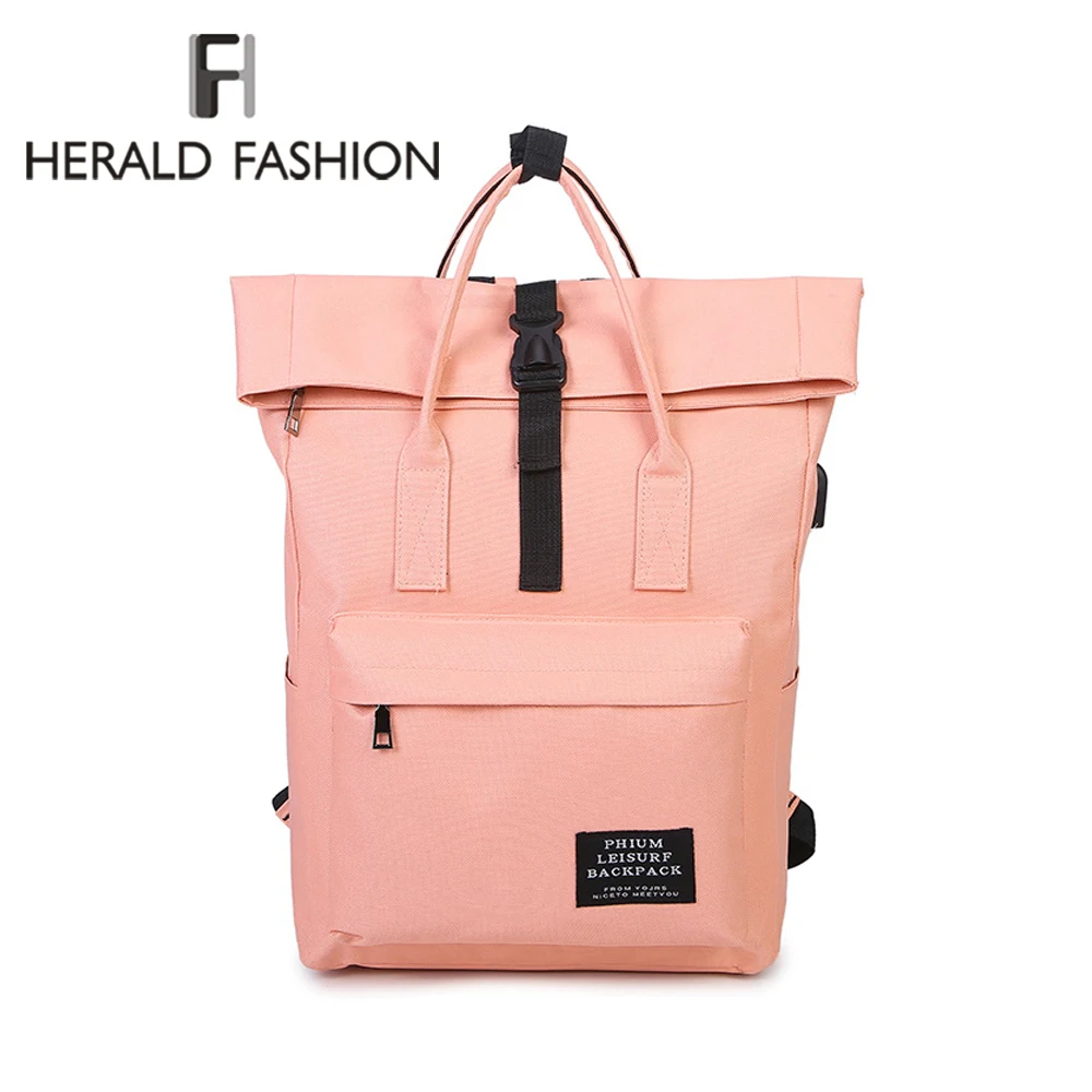 Herald Fashion женский рюкзак с usb зарядкой холщовый для девочек ноутбука школьные