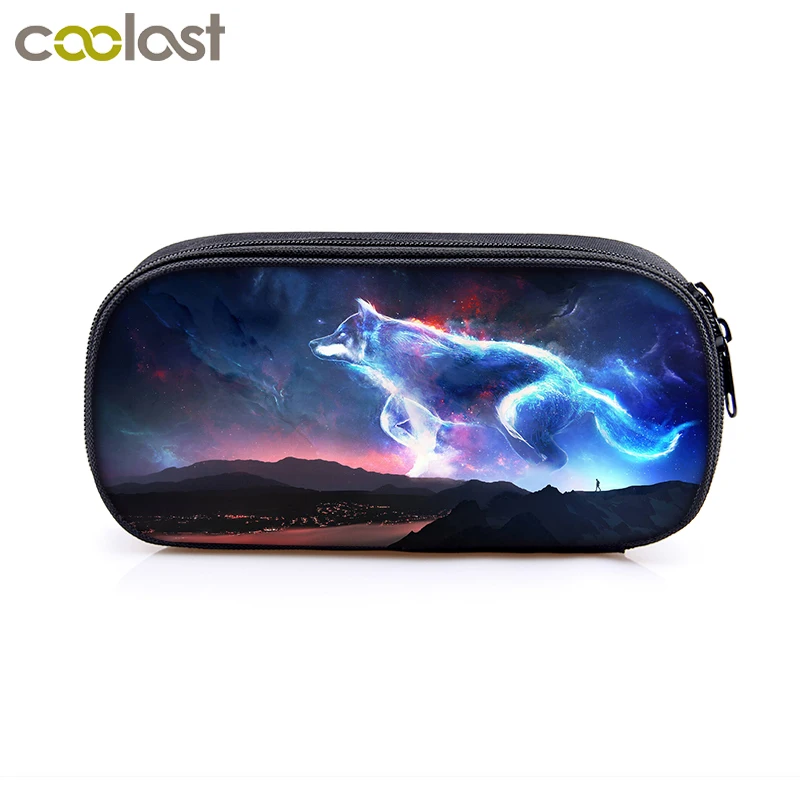 Крутые Кошельки для монет с принтом воющего волка сумка карандашей мальчиков и