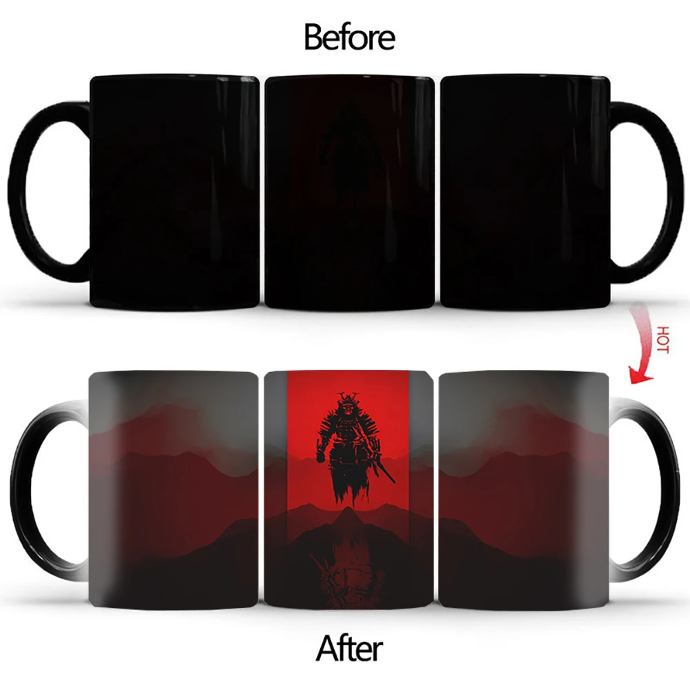 

Creative Warrior silhouette Magic Mug BSKT-226 Color Changing Cup Ceramic Discoloration Coffee Tea Milk Mugs Novelty Gifts