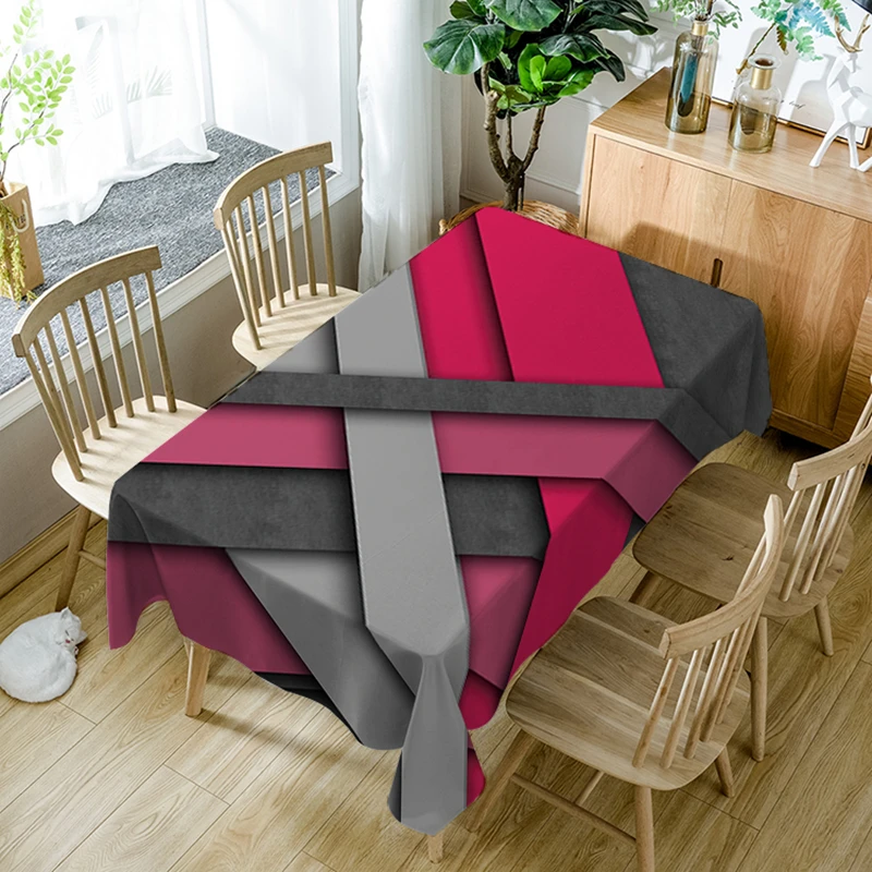 Скатерть из полиэстера водонепроницаемая прямоугольная с цветными квадратными