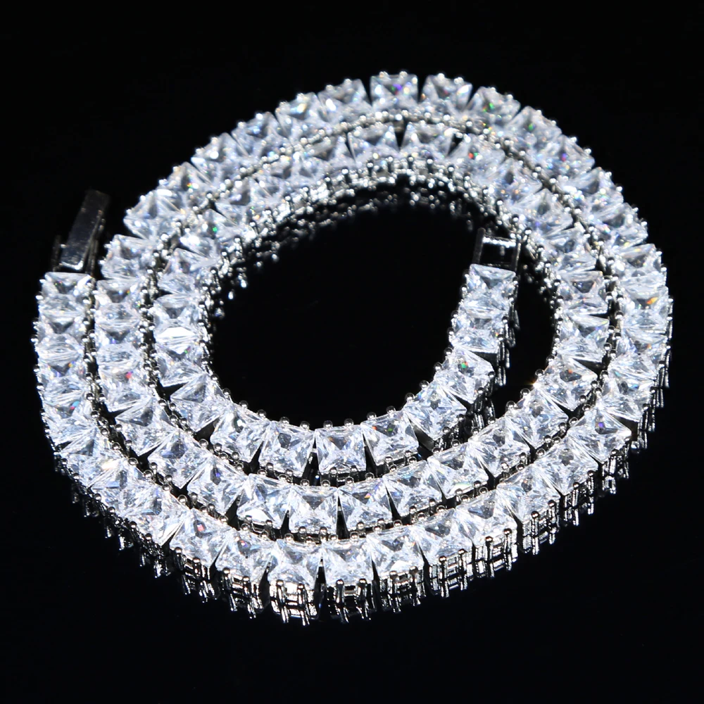 Ожерелье чокер женское с фианитом теннисная цепь квадратным кубическим