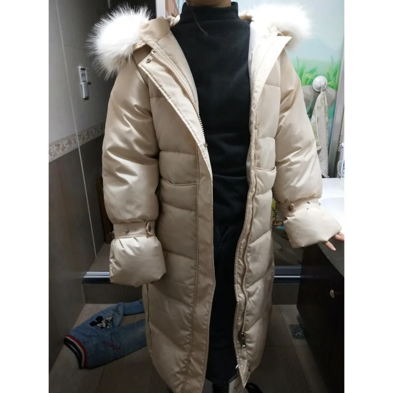 INS шикарное хлопковое зимнее женское пальто с меховым капюшоном Женская парка